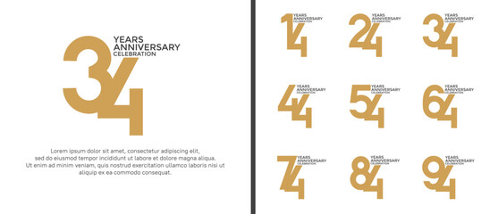 anniversary logo style set with brown color can be use for celebration moment