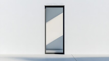 48. **A contemporary sliding window with a narrow aluminum frame, rendered on a pristine white background.