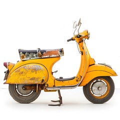 Vintage Scooter Isolated on a White Background, Featuring a Classic and Timeless Design with Detailed Elements. Perfect for Representing Retro Style and Nostalgic Transportation in a Clean and Simple 