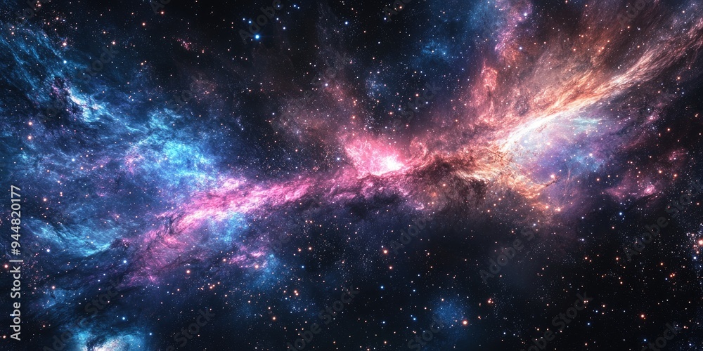 Poster Galaxy in outer space depicted in 3D cartoon rendering