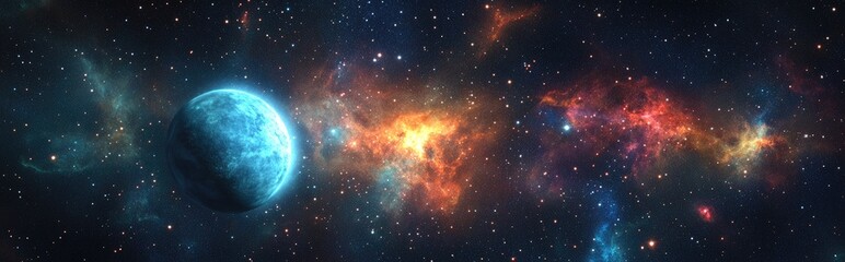 Obraz premium 3D cartoon depiction of stars and a nebula in a mysterious deep space universe