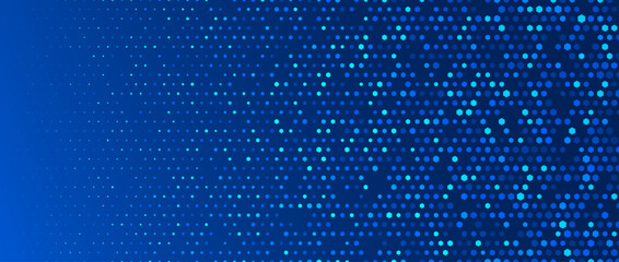 Blue glowing hexagon texture. Abstract hexagonal grid gradient wallpaper. Navy honeycomb pattern backdrop. Vector modern technology, business, science, healthcare, medicine, presentation background