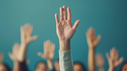 hands raised in the air displaying joyful expressions of victory and success after a thrilling game or competition