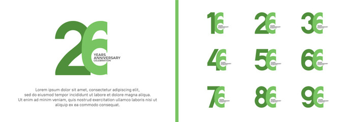 anniversary logo style set with green color can be use for celebration moment