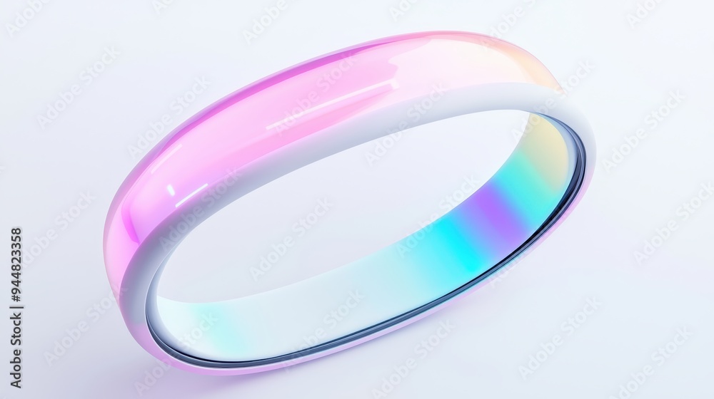 Poster abstract pink and blue d ring with iridescent gradient