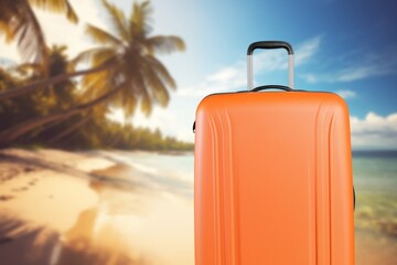 Ready for a vacation. Suitcase at sea Beach