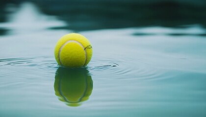 Dynamic Tennis Ball on Court: Atmospheric Sports Promotion for Health and Outdoor Activities. Minimalist Composition Capturing Athletic Spirit, Competition, and Freedom. Elegant Design Template with C