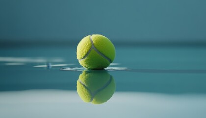Dynamic Tennis Ball on Court: Atmospheric Sports Promotion for Health and Outdoor Activities. Minimalist Composition Capturing Athletic Spirit, Competition, and Freedom. Elegant Design Template with C