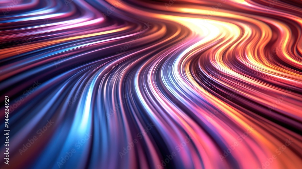 Poster 3d rendering of abstract multi colored curving lines