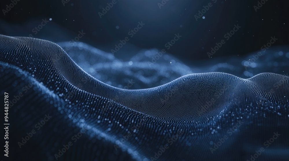 Poster abstract background featuring a noisy polygonal graph created from dots and lines on a dark backdrop