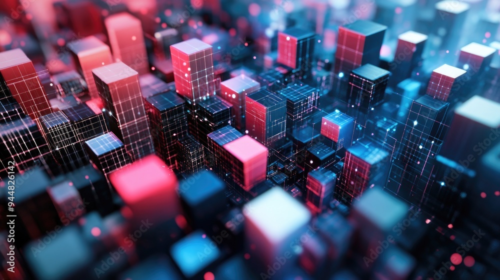 Poster abstract background of digital data created through 3d rendering techniques