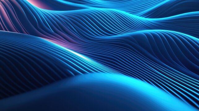 Abstract Blue Premium Background Featuring Curvy Neon Lines for Luxury Product Visualization 3D Illustration