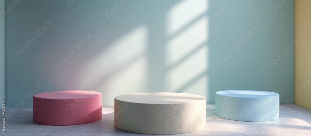 Poster 3D rendering of a podium for product display with customizable colors