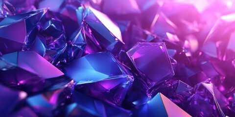 3D rendering of an abstract geometric background featuring shades of purple and blue Suitable for advertising technology promotional use cosmetics fashion business and metaverse concepts Sci Fi ill