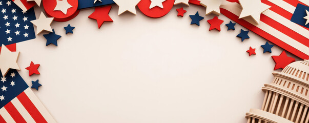 National convention, USA political symbols, flat design illustration