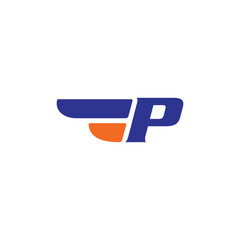 letter P wing logo design concept template