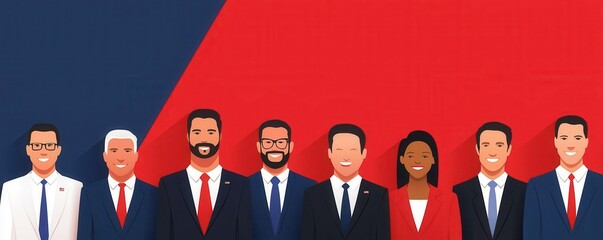 Presidential candidates, USA political convention, flat design illustration