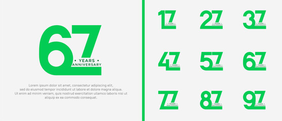 anniversary logo style set with green color can be use for celebration moment