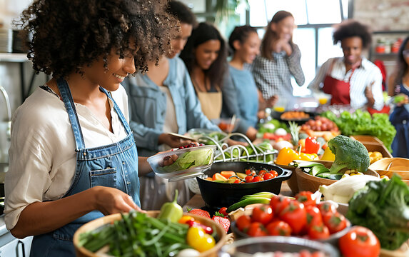 Lifestyle Change: Nutritionist Leading Healthy Eating Workshop for Adults at Community Center