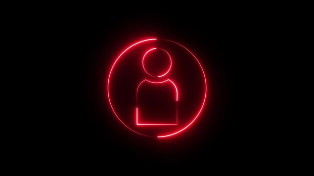 Abstract neon glowing new user icon,contract icon animation on background.
