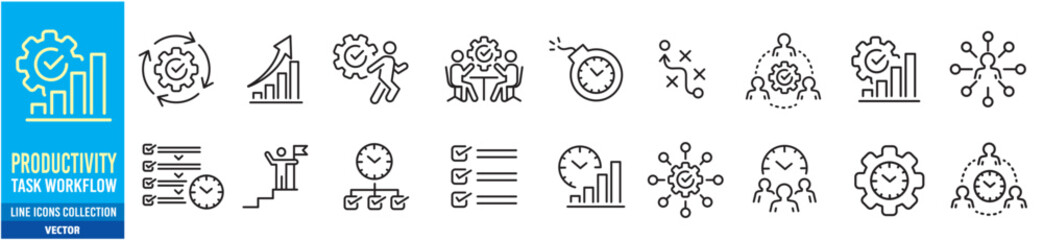Productivity liner icon set collection vector. 