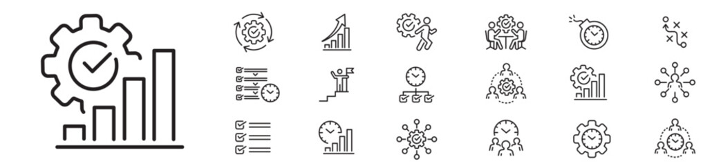 Productivity liner icon set collection vector. 