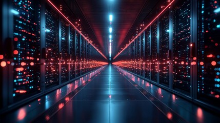 High-performance cloud infrastructure, data flowing through optimized pathways and processors, with a focus on speed and reliability