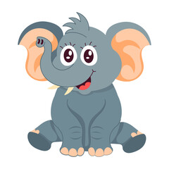 Cute elephant smiling cartoon style sticker 

