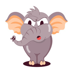 Cartoon style sticker of angry elephant 

