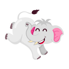 Happy elephant running flat style sticker 

