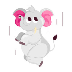 A comic style sticker of elephant jump 

