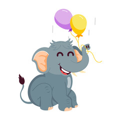 Cartoon style mascot of elephant balloons 

