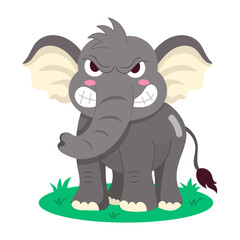 A flat style sticker of angry elephant 

