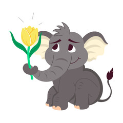 Elephant flower sticker designed in cartoon style 


