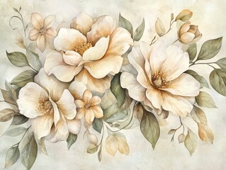 Delicate Floral Arrangement in Soft Pastel Watercolor
