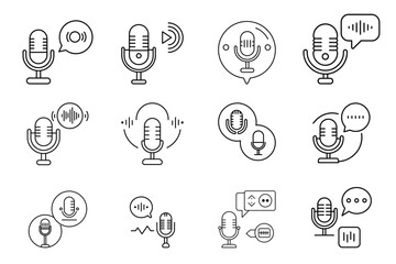 Voice Message Icons: Versatile Vector Designs for Audio Chat and Communication Platforms.