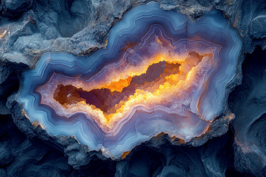vibrant agate formations. AI generative.
