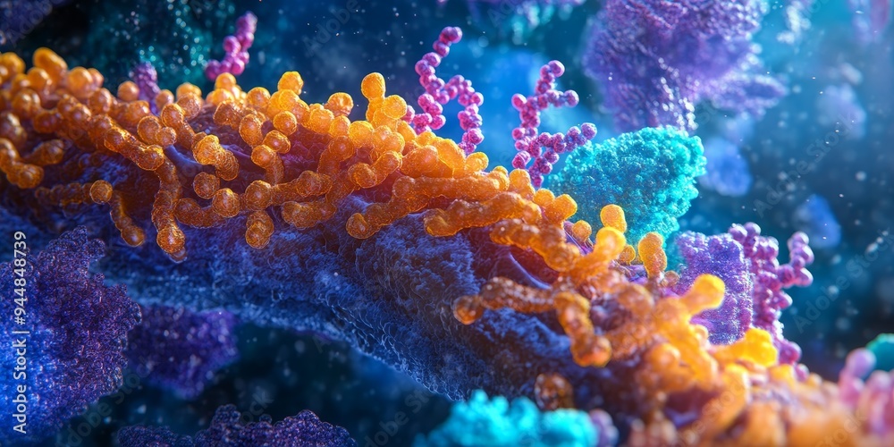 Poster a cell membrane with embedded proteins, showcasing the complexity of cellular biology