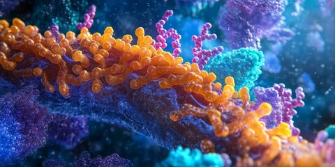 a cell membrane with embedded proteins, showcasing the complexity of cellular biology