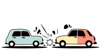 Fototapeta premium 自動車の正面衝突事故のイメージイラスト