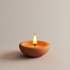 Oil lamp, traditional clay diya, glowing
