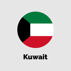 Kuwait flag icon. Round national flag of Kuwait. Vector illustration