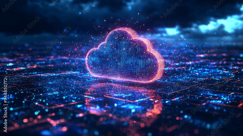 Wall mural optimized cloud data environment, with energy-efficient systems and green technology, focusing on su