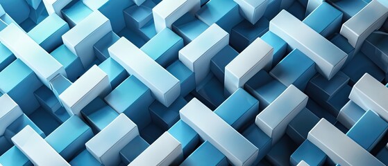 Abstract Geometric Pattern of Blue and White Cubes