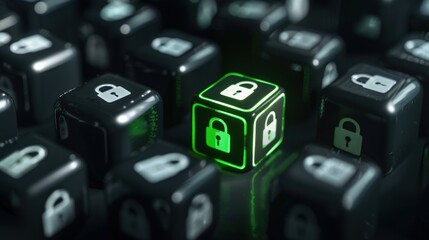 Green Lock Security Concept