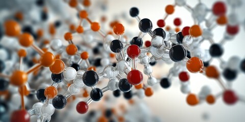 a molecular model of a complex organic compound, highlighting the three-dimensional structure and functional groups