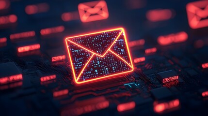 Vibrant Holographic Futuristic Email Platform with Glowing User Interface