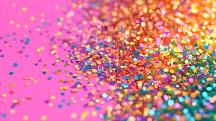 Colorful Confetti Burst with Shimmering Rainbow Glitter in 3D