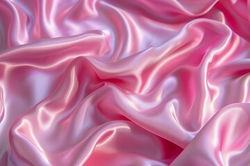 Fototapeta premium Soft pink satin fabric draped elegantly in natural light showcasing texture and sheen in a cozy interior setting