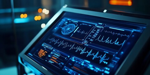 an AI-driven diagnostic tool scanning a patient?s vital signs, symbolizing cutting-edge solutions in healthcare